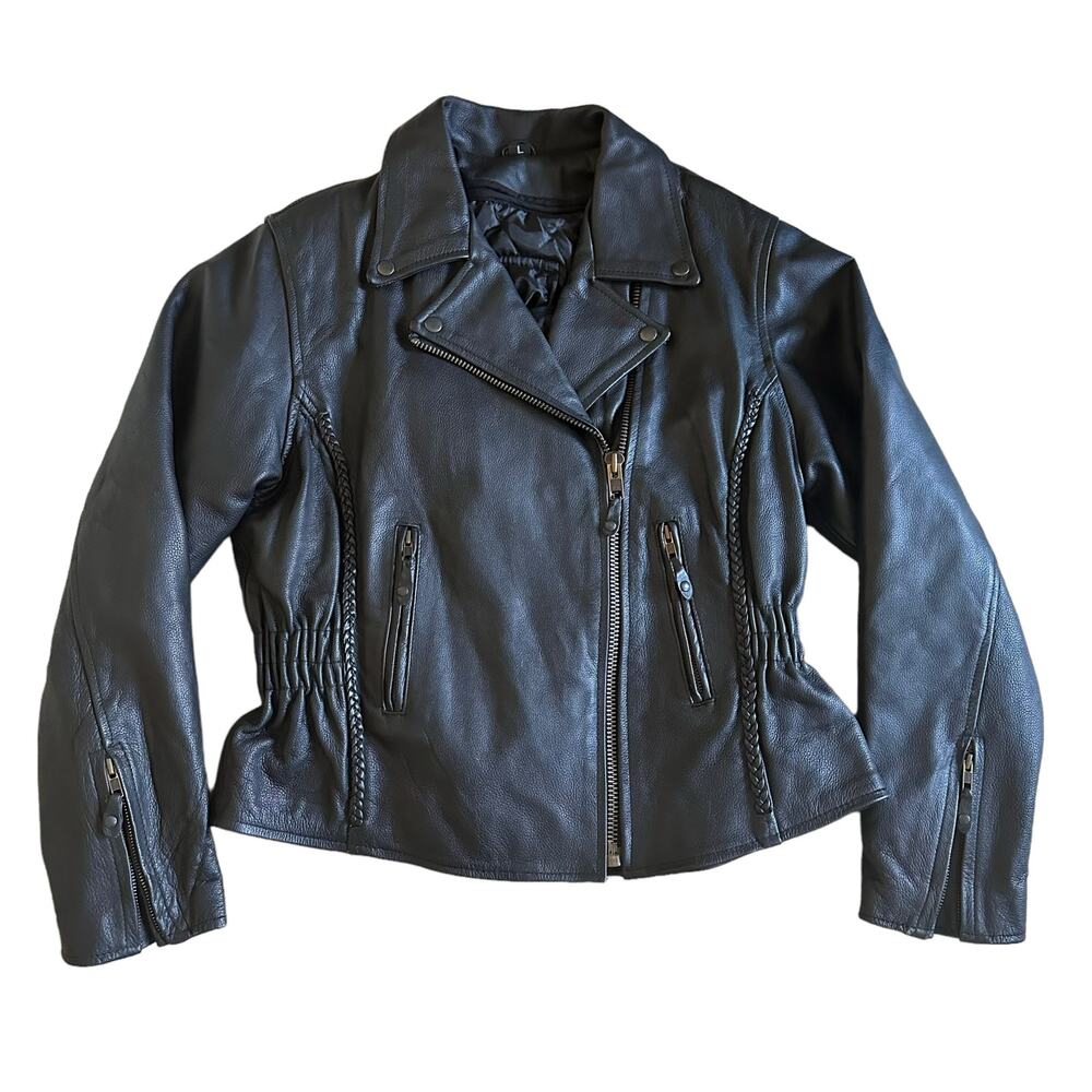 Bikers Dream Apparel Women L Black Leather Motorcycle Jacket Thinsulate Quilted